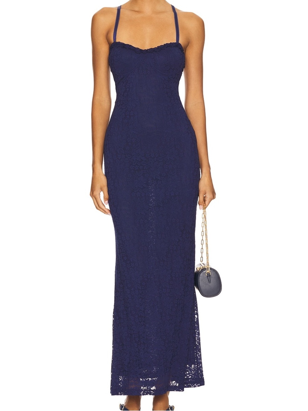 Runaway The Label Tasmin Navy Lace Maxi Dress Bustier Mermaid Formal Gown Size S